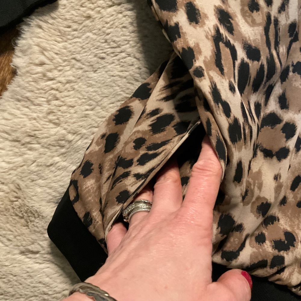 Spense Size Large Full Zip Leopard Long Sleeve Jacket Lightweight Womens Pockets - Picture 7 of 7
